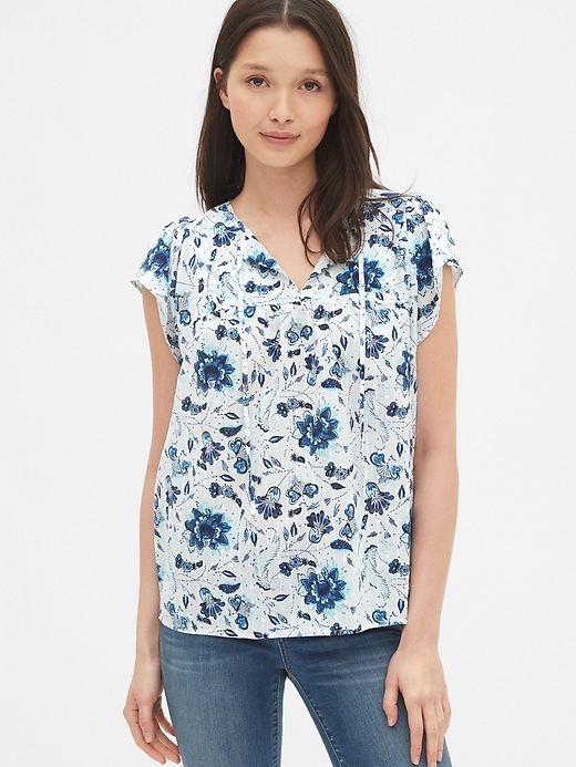 Image number 7 showing, Print Tie-Neck Blouse