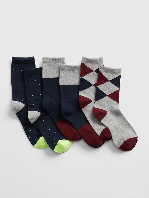 1 of 8 showing, with the color multi of product Kids Dressy Crew Socks (3-Pack)