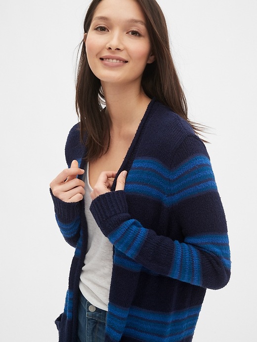 Image number 3 showing, Longline Stripe Open-Front Cardigan Sweater