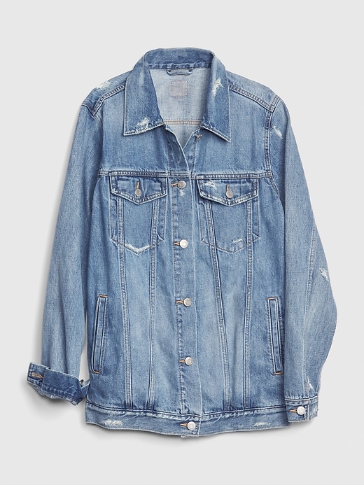 Image number 6 showing, Distressed Oversized Icon Denim Jacket