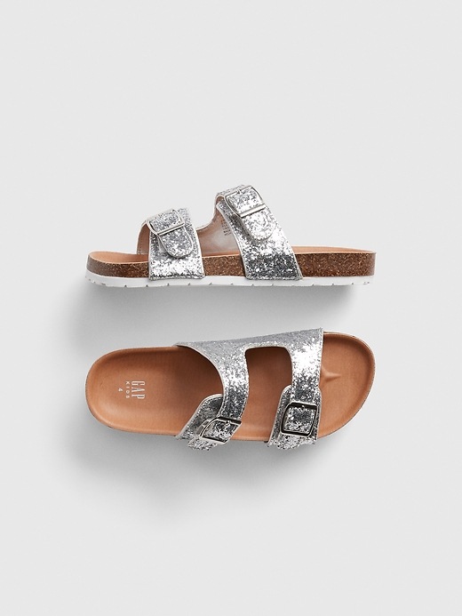 View large product image 1 of 1. Kids Glitter Cork Sandals