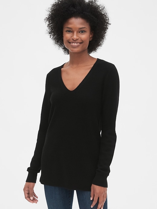 Image number 1 showing, True Soft Textured V-Neck Tunic Sweater