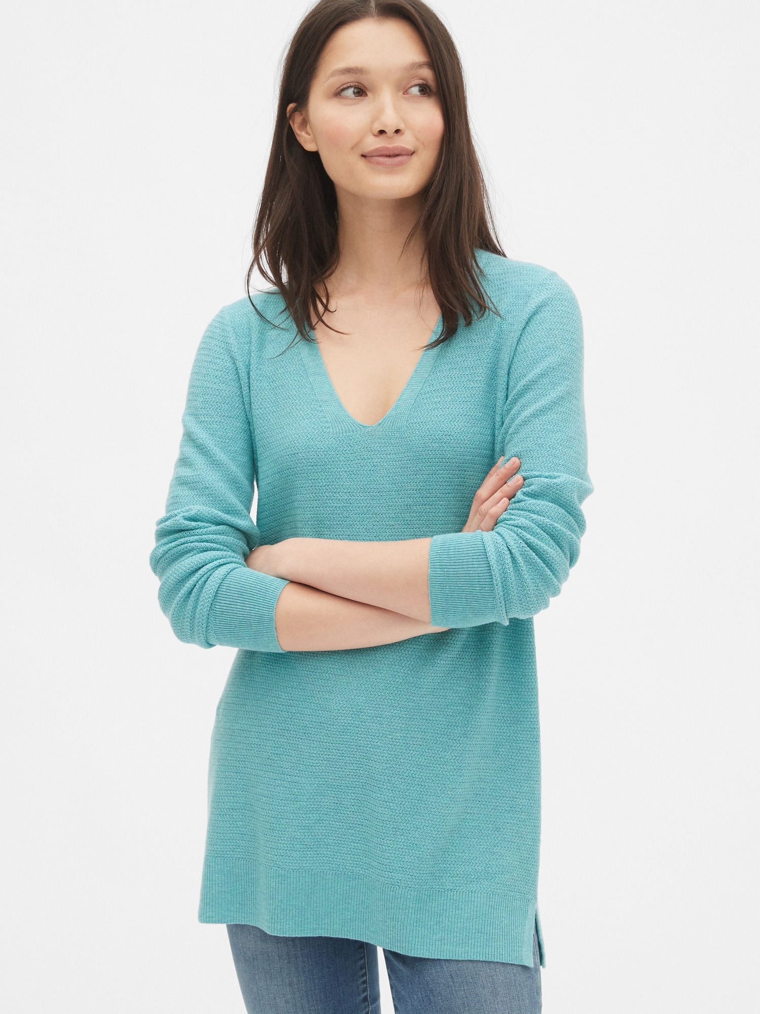 gap textured v neck sweater