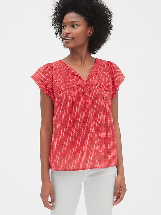 Image number 1 showing, Print Tie-Neck Blouse