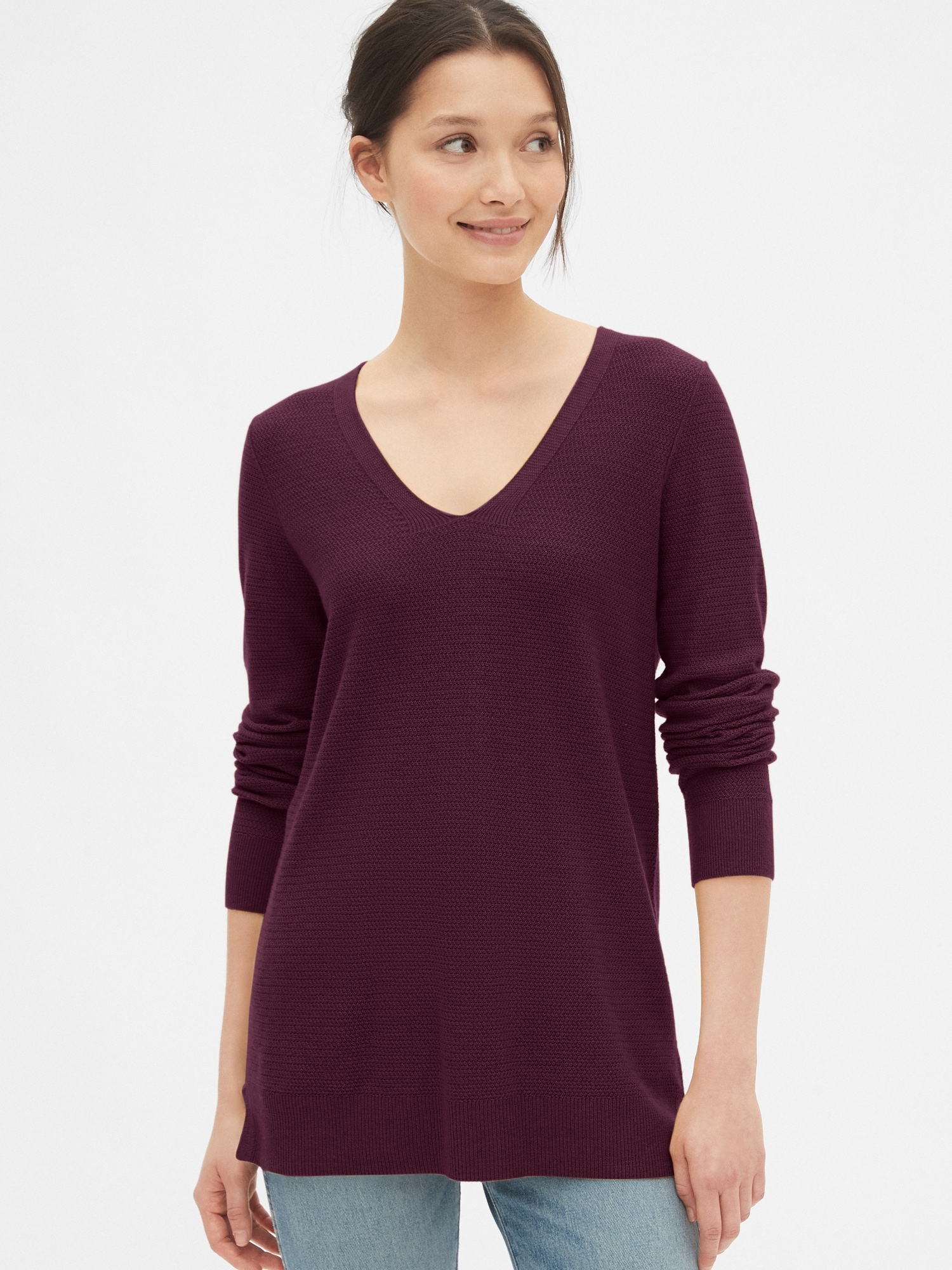 gap textured v neck sweater