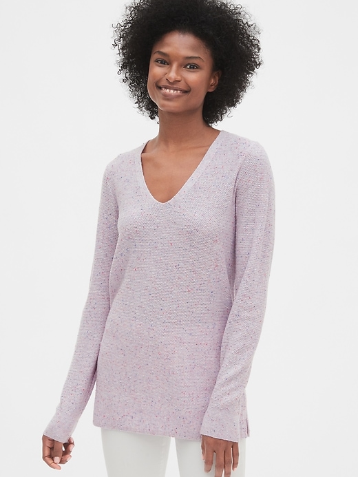 View large product image 1 of 1. True Soft Textured V-Neck Tunic Sweater