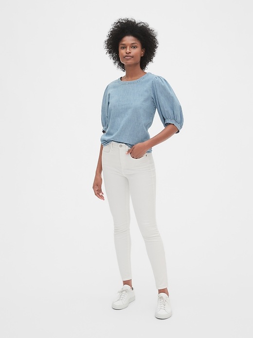 Image number 5 showing, Chambray Puff Sleeve Top