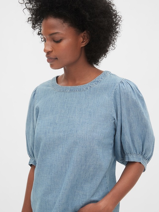 Image number 3 showing, Chambray Puff Sleeve Top