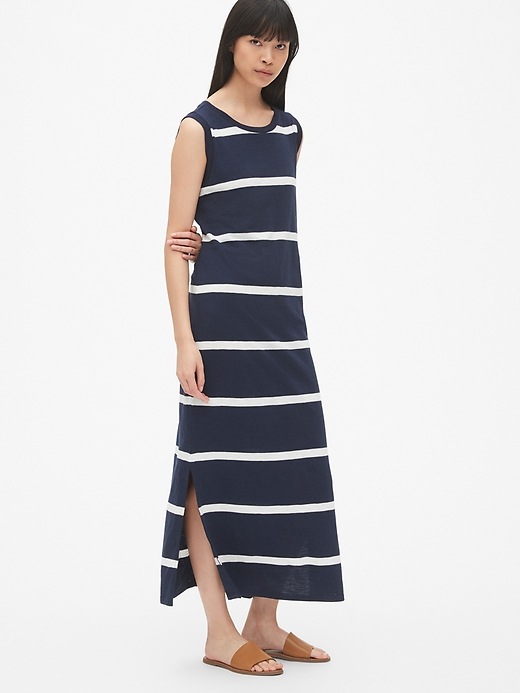 View large product image 1 of 1. Soft Slub Stripe Maxi Dress