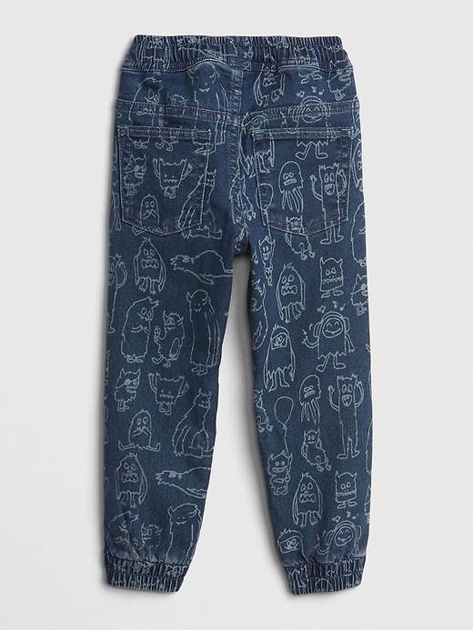 2 of 8 showing, with the color dark wash of product Toddler Monster Print Joggers