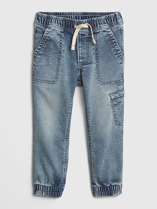 1 of 8 showing, with the color medium wash of product Toddler Denim Joggers