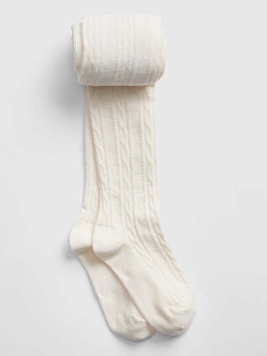 1 of 8 showing, with the color ivory frost of product Kids Cable-Knit Tights
