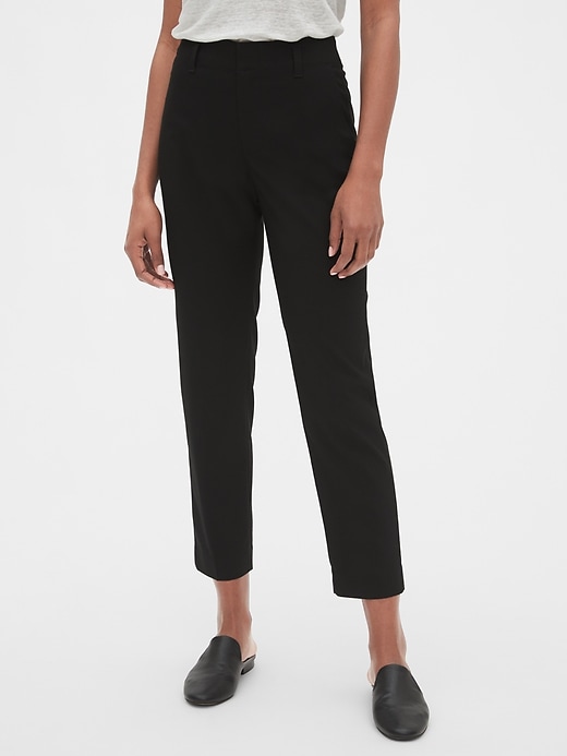 1 of 8 showing, with the color true black of product High Rise Slim Taper Pants