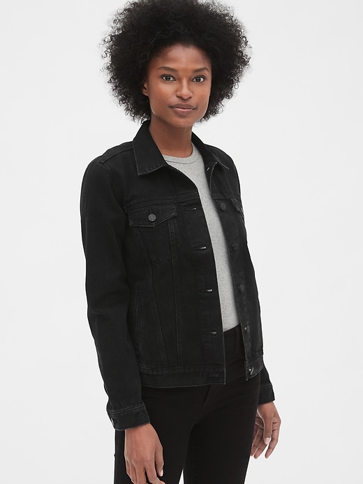 1 of 8 showing, with the color washed black of product Icon Denim Jacket