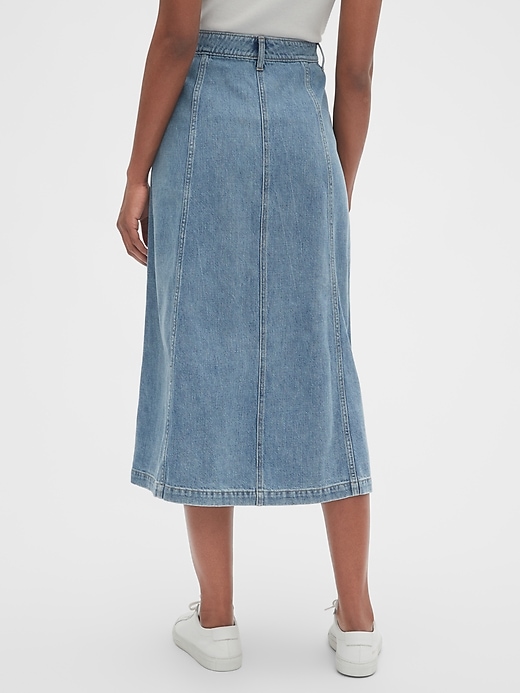 Image number 2 showing, Button-Front Denim Midi Skirt