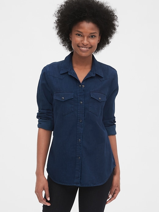 Image number 1 showing, Denim Western Shirt