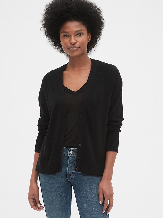 Image number 1 showing, V-Neck Button-Front Cardigan Sweater