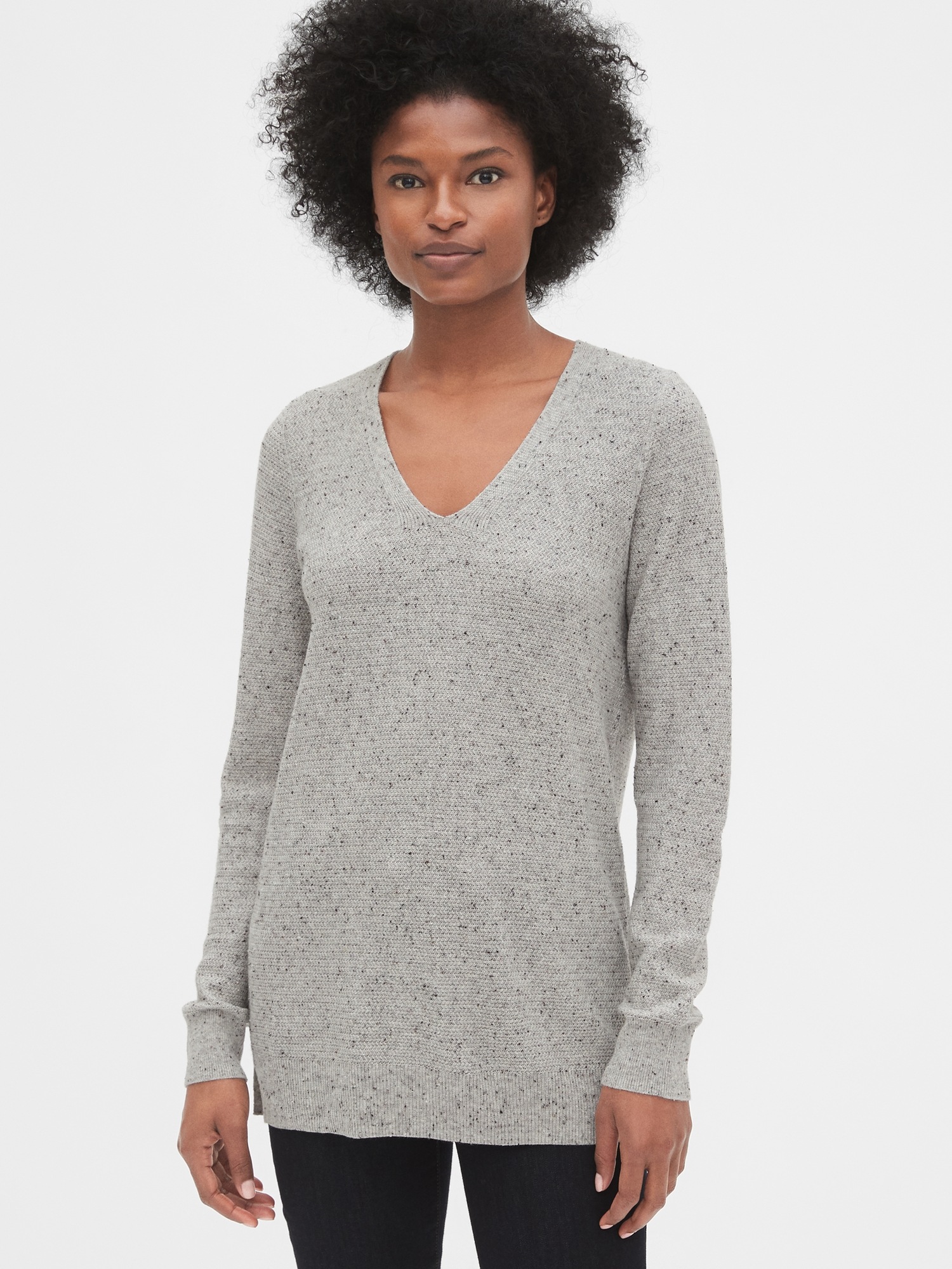 V neck tunic sweater top
