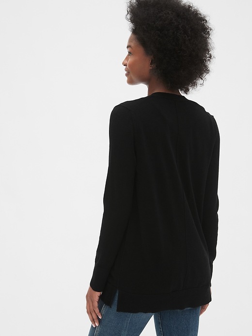 2 of 8 showing, with the color true black of product Boyfriend Cardigan in Merino Wool