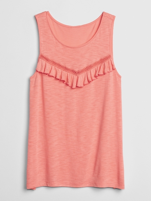 Image number 6 showing, Lace-Trim Ruffle Tank Top