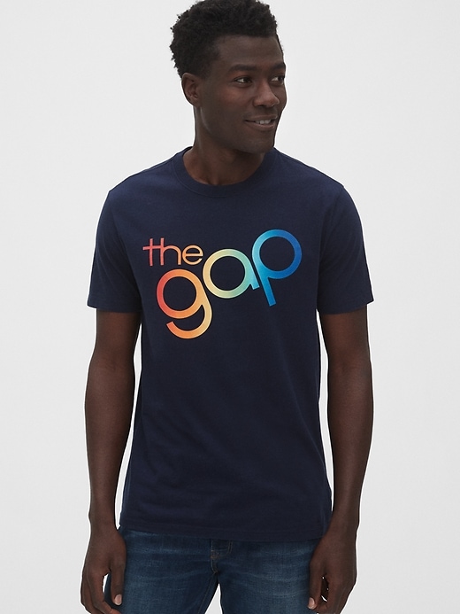 1 of 8 showing, with the color blue of product Gap + Pride Logo Crewneck T-Shirt