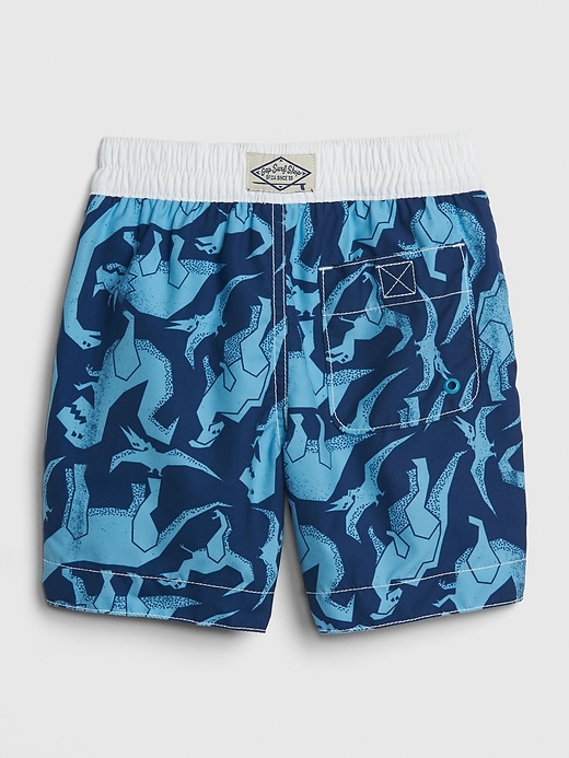 2 of 8 showing, with the color aquarius blue of product Toddler Print Swim Trunks