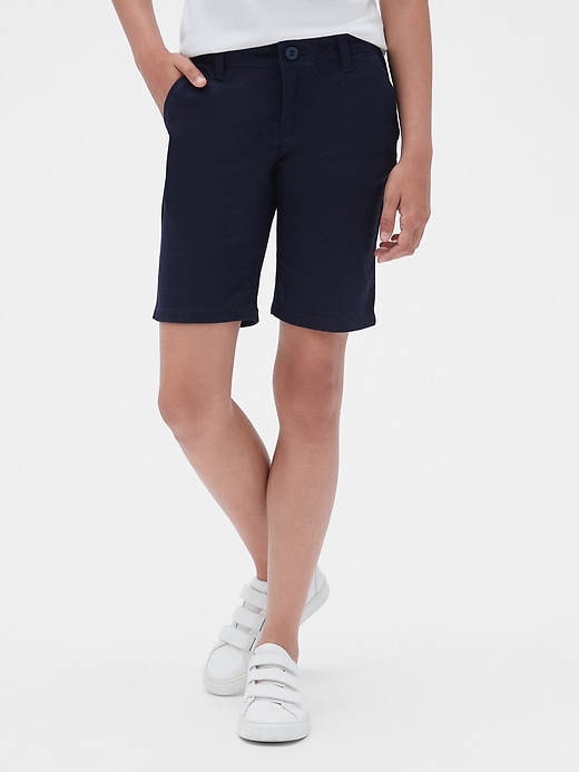 1 of 8 showing, with the color crayon true indigo of product Kids Uniform Bermuda Shorts with Gap Shield
