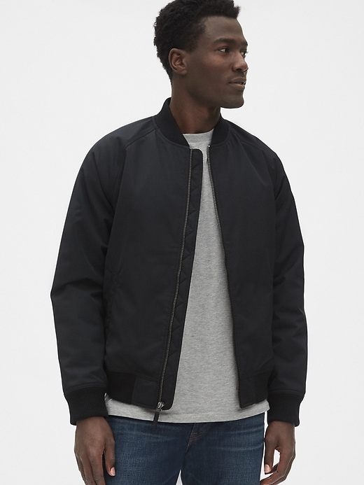 1 of 8 showing, with the color moonless night black of product Raglan Bomber Jacket