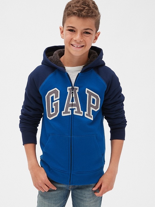 Image number 2 showing, Kids Gap Logo Sherpa-Lined Hoodie Sweatshirt
