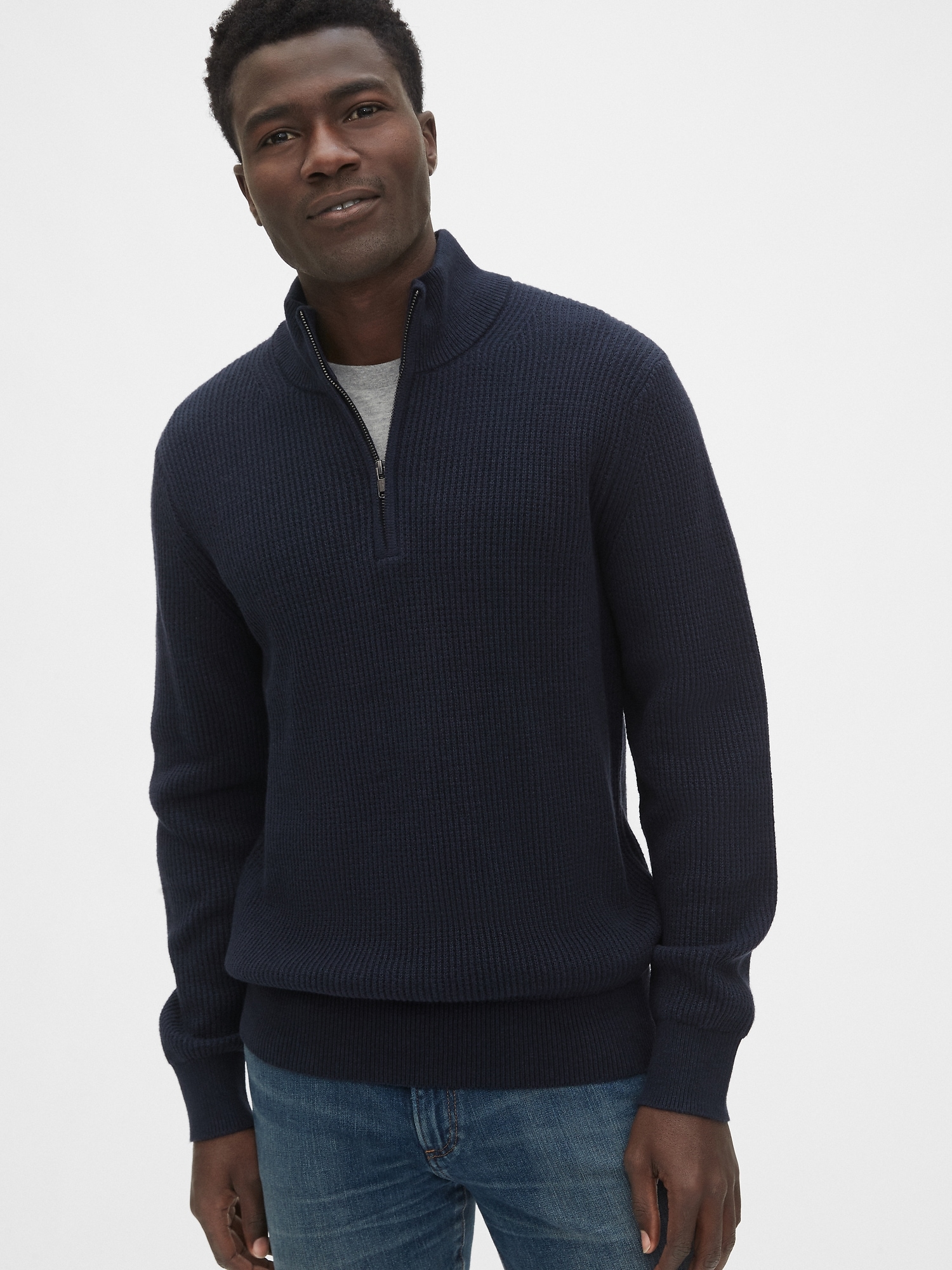 gap waffle mockneck sweater