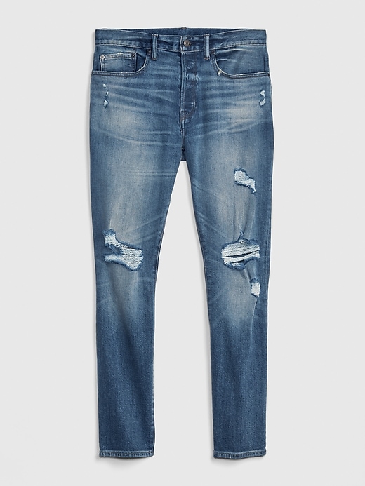 Image number 6 showing, Distressed Skinny High Roller Jeans with GapFlex