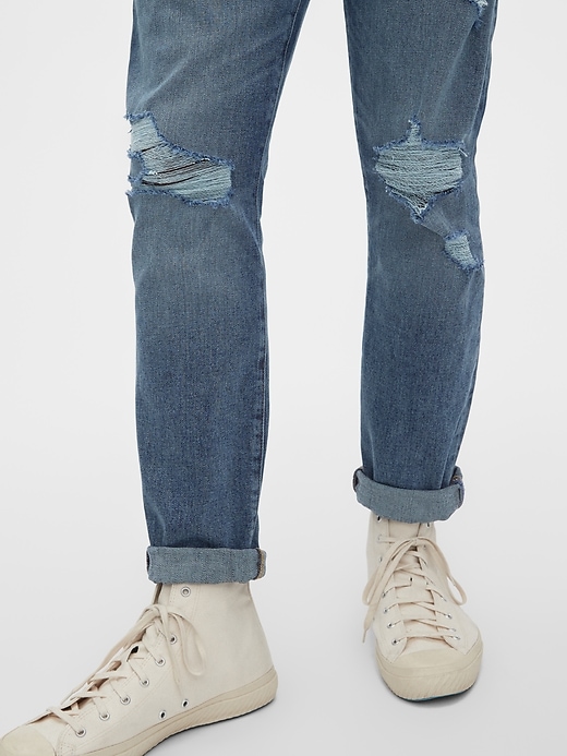 Image number 5 showing, Distressed Skinny High Roller Jeans with GapFlex