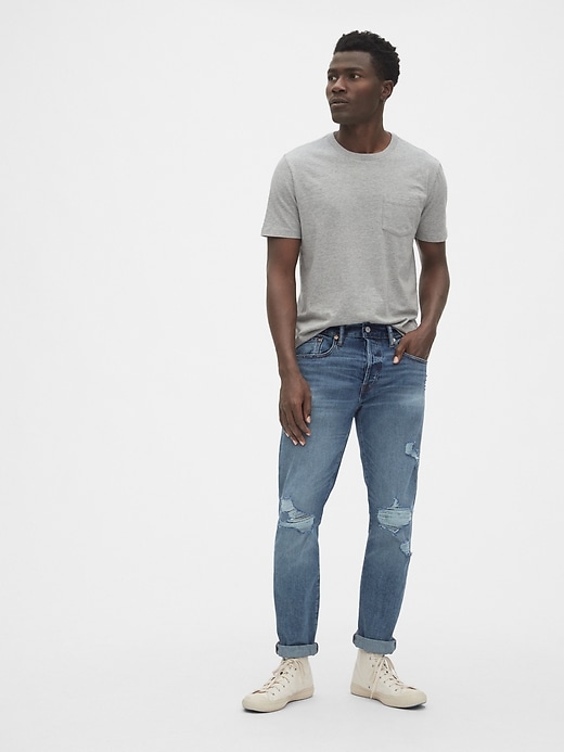 Image number 3 showing, Distressed Skinny High Roller Jeans with GapFlex