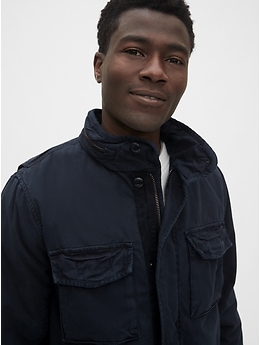 Gap military jacket with hidden best sale hood