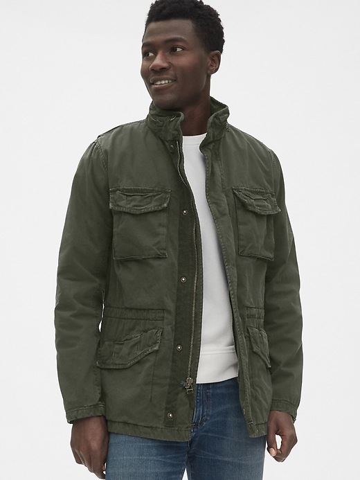 View large product image 1 of 1. Military Jacket with Hidden Hood