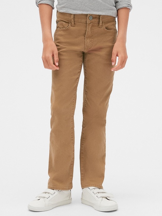 2 of 8 showing, with the color worker brown of product Kids Skinny Canvas Khakis