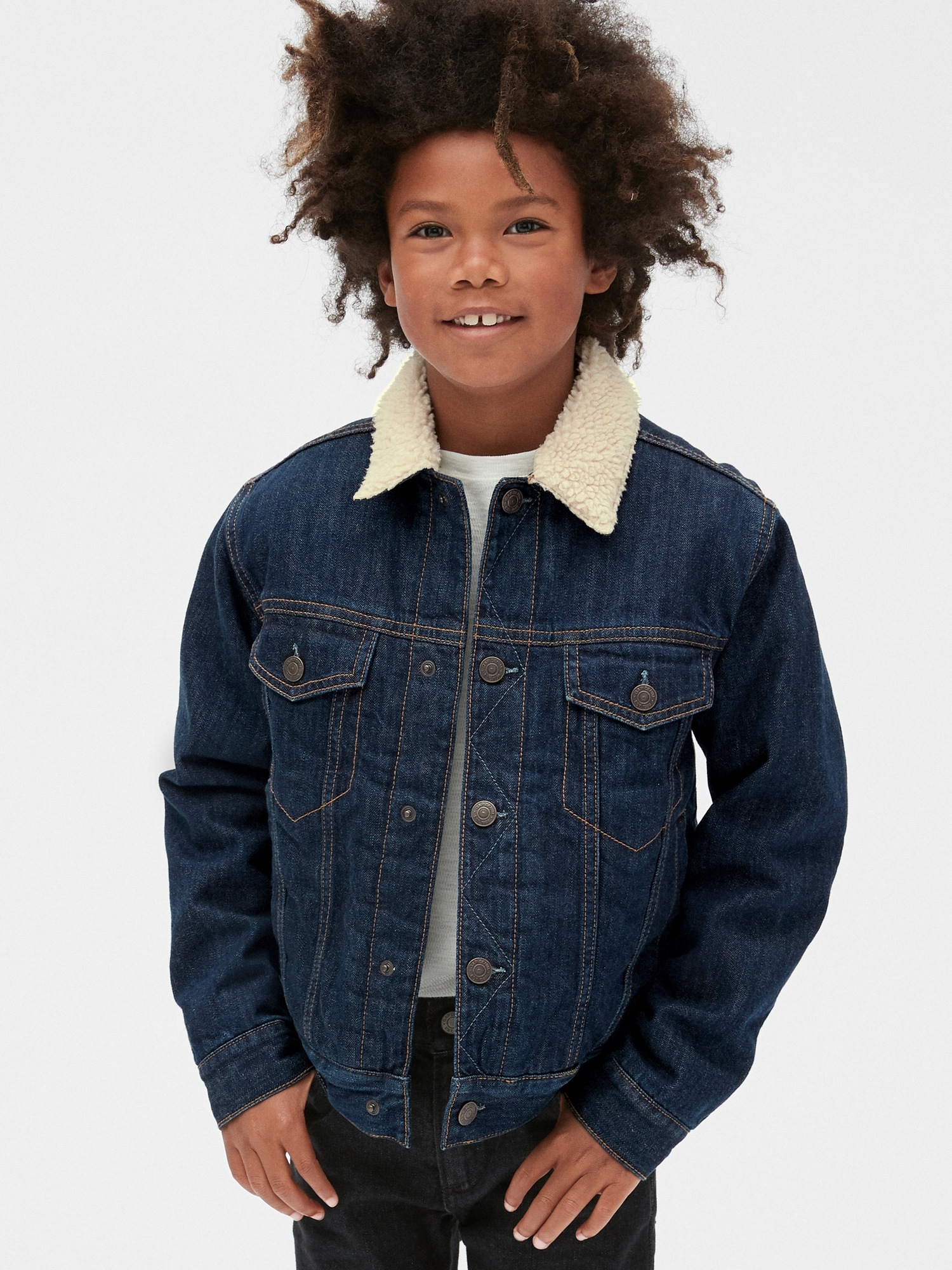 Kids Sherpa-Lined Denim Jacket | Gap