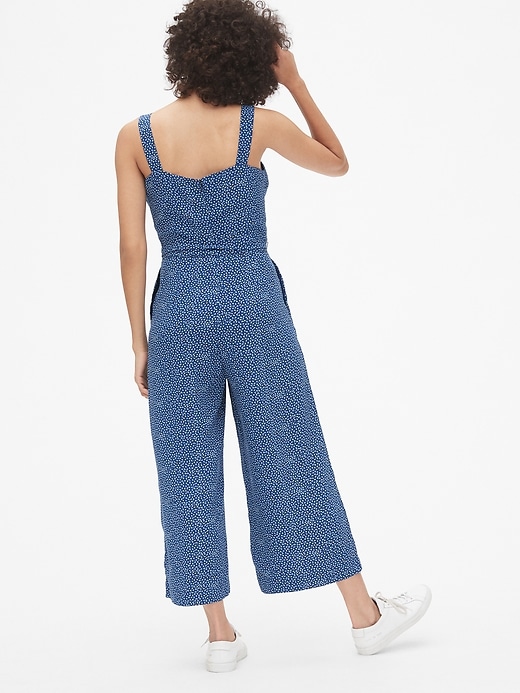 2 of 8 showing, with the color blue print of product Print Apron Wide-Leg Jumpsuit