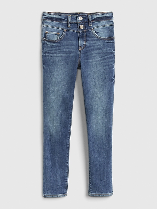 1 of 8 showing, with the color medium wash of product Kids High Rise Ankle Jeggings with Stretch