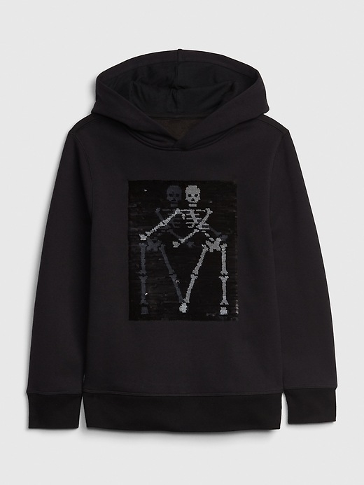 Image number 5 showing, Kids Flippy Sequin Skeleton Hoodie Sweatshirt