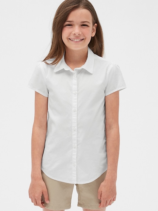 2 of 8 showing, with the color white of product Kids Uniform Poplin Shirt