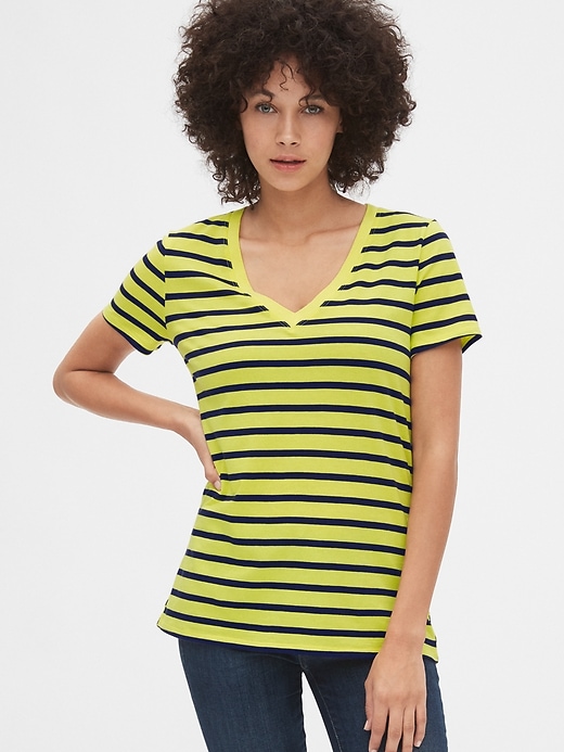 Image number 1 showing, Vintage Wash Stripe V-Neck T-Shirt