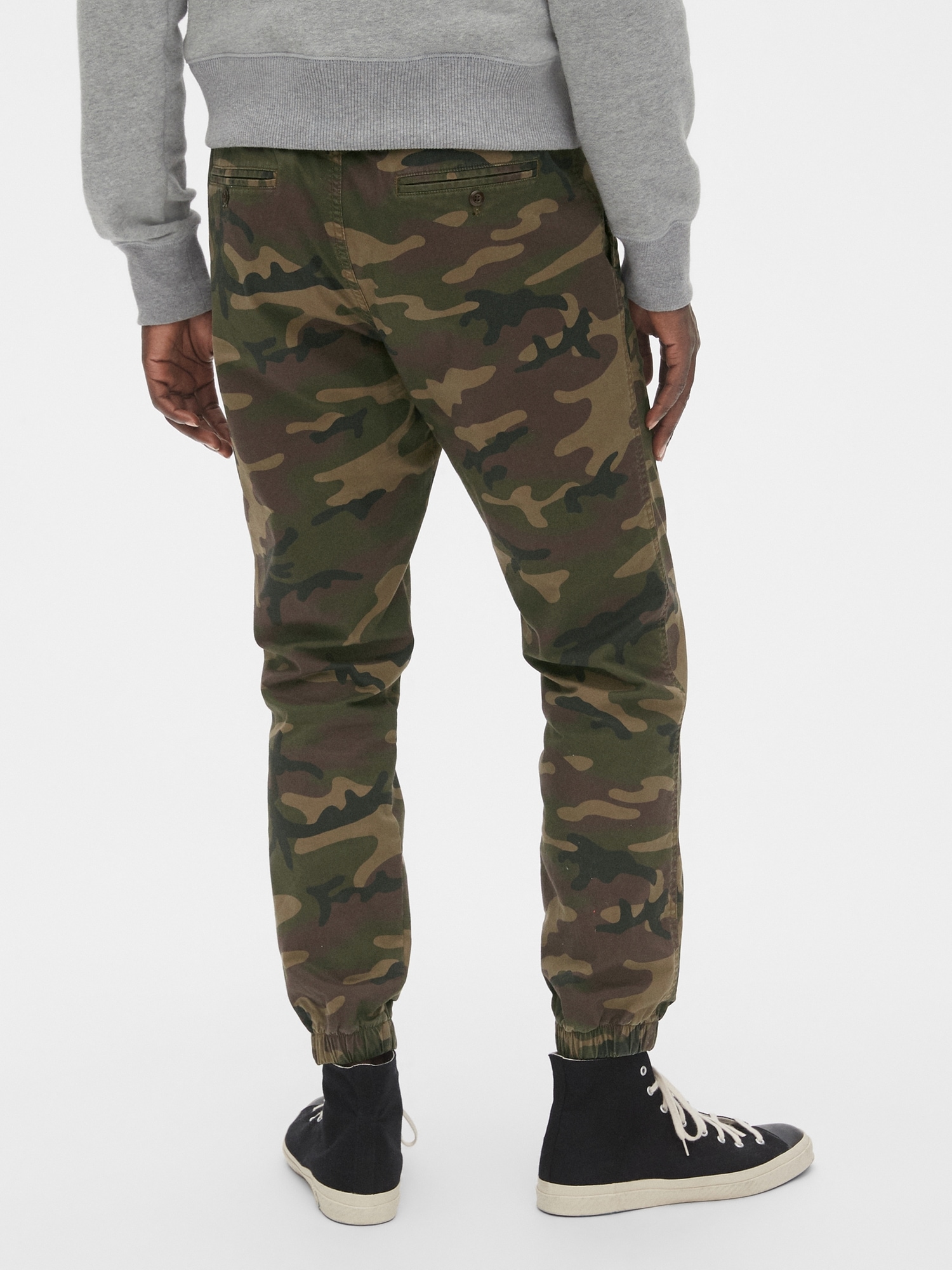 mens camo twill joggers