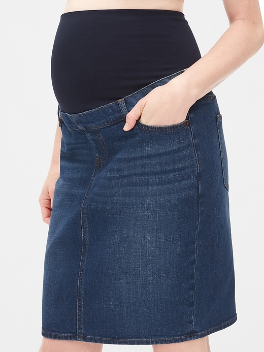 Image number 3 showing, Maternity Full Panel Denim Skirt