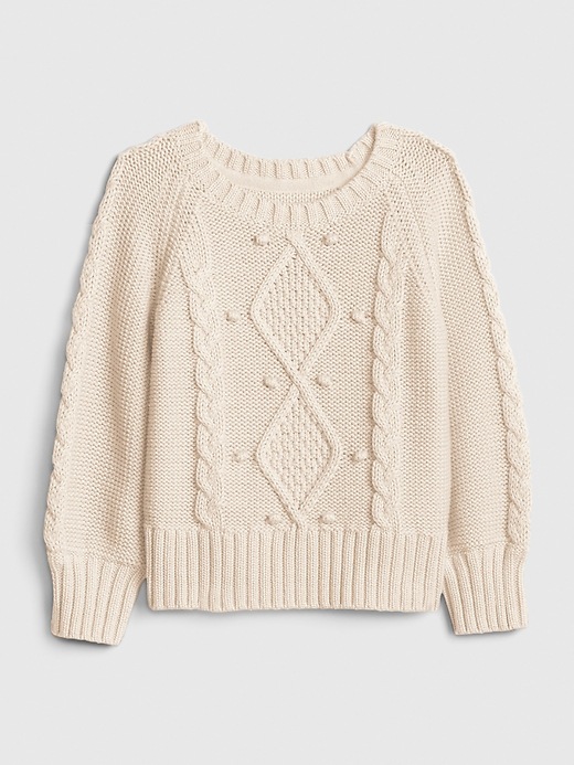1 of 8 showing, with the color ivory frost of product Toddler Cable-Knit Sweater