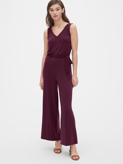 View large product image 1 of 1. V-Neck Wide-Leg Jumpsuit