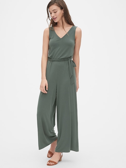 View large product image 1 of 1. V-Neck Wide-Leg Jumpsuit