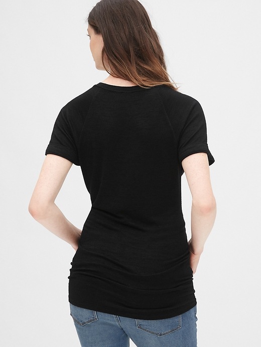 2 of 8 showing, with the color true black of product Maternity Softspun Raglan Sleeve Top