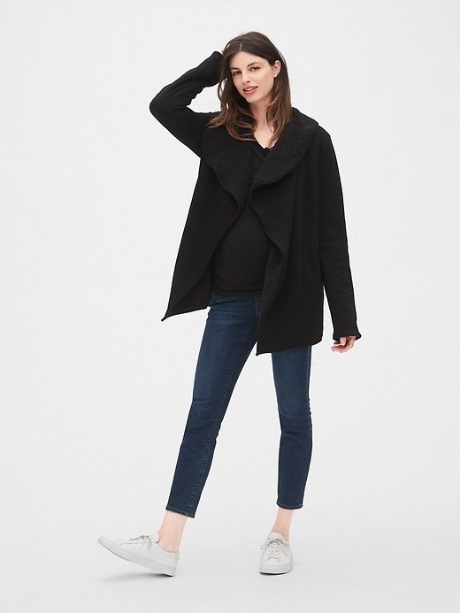 Image number 3 showing, Maternity Reversible Sherpa-Lined Cardigan