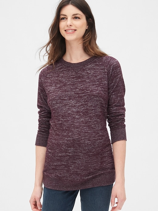 1 of 8 showing, with the color secret plum purple of product Maternity Softspun Sweatshirt